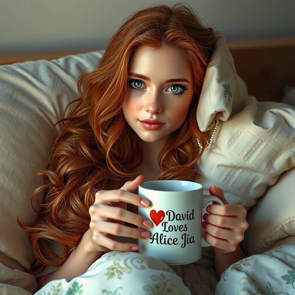 Redhead in Bed: Digital Art Inspired by Art Nouveau