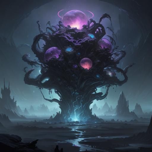 Spectral Plant Wraps Meteor Hammer: Fantasy Concept Art