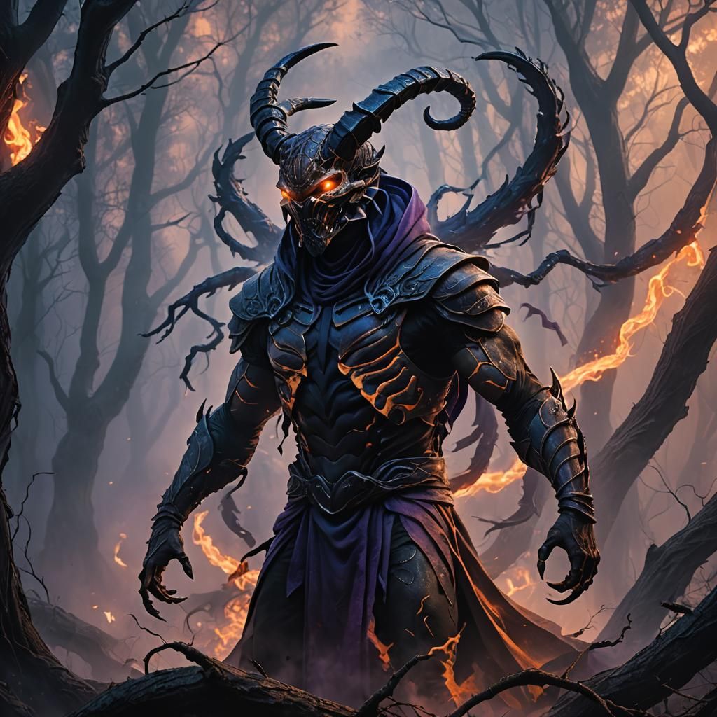 Scorpio Male in Smoky Woods, Fantasy Art