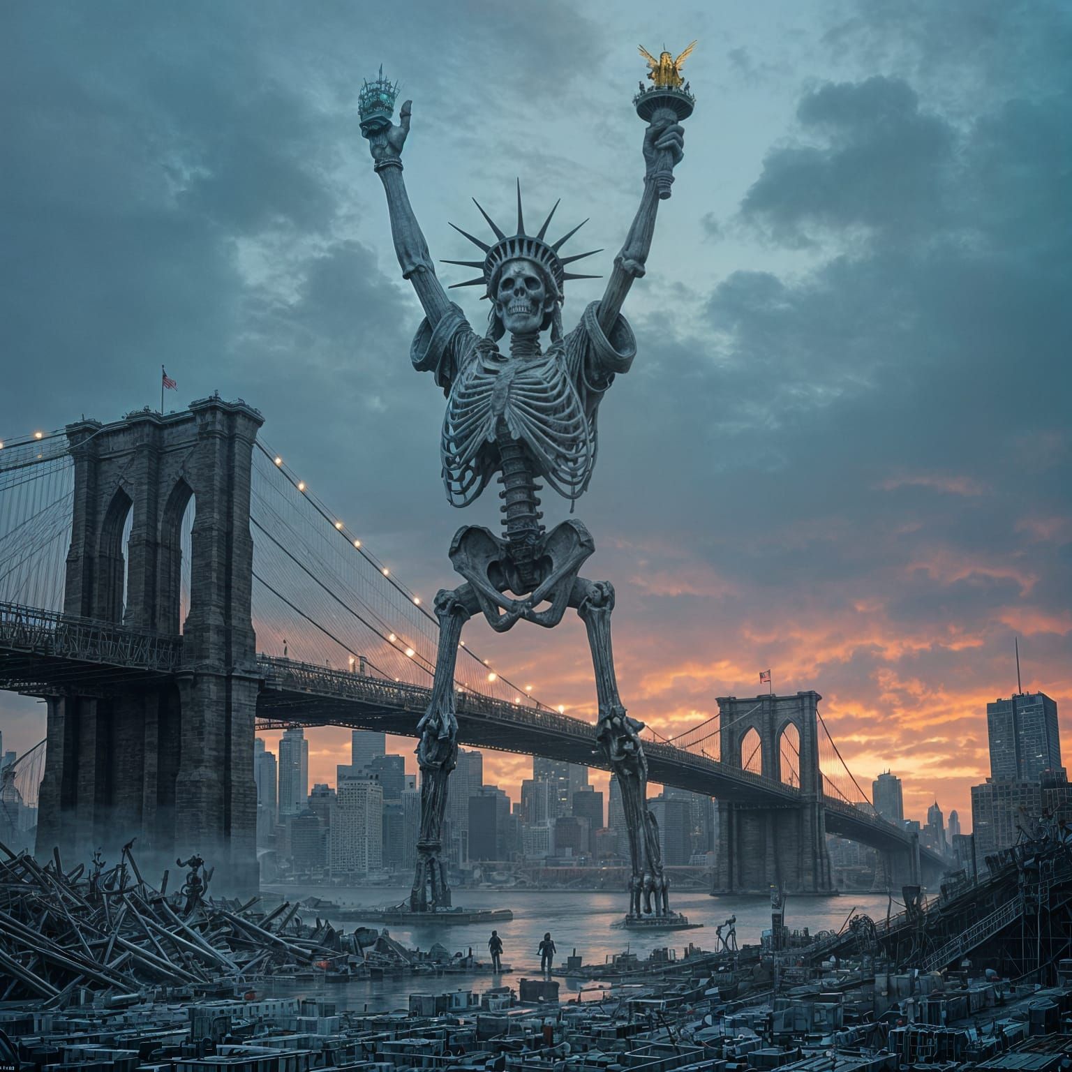 Colossal Skeleton in Post-Apocalyptic New York