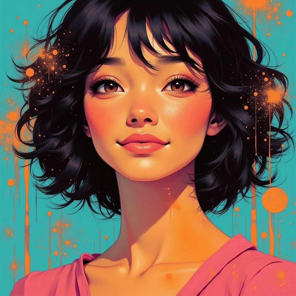 Expressive Indian Actress with Neon Accents