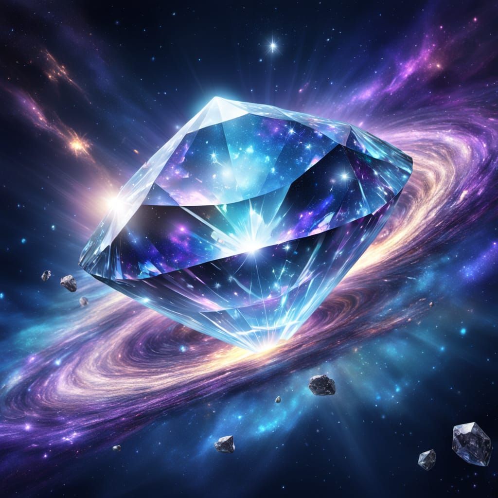 Shining Diamond Floats Through Vibrant Galaxy