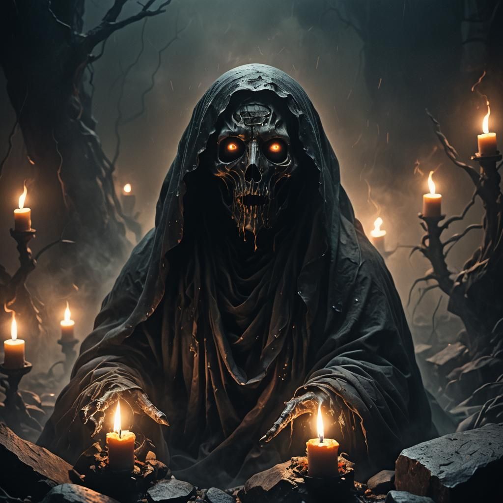 Eerie Ghost Drifting in Dystopian Mist