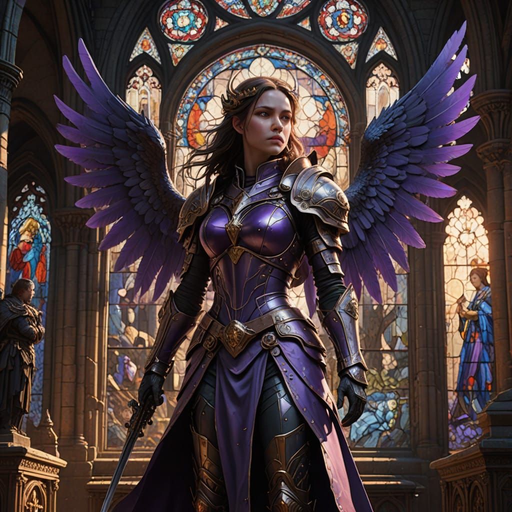 Ethereal Warrior Meets Dark Demon in Haunting Gothic Church