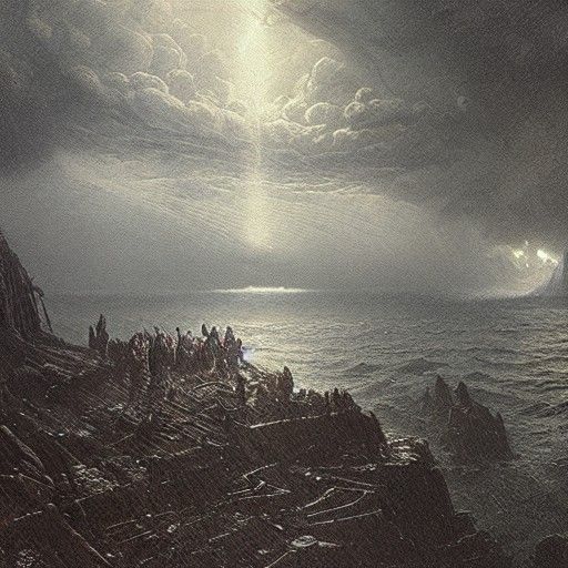 Sinister 3D Tlaloc in Stormy Bay, Detailed Rendering