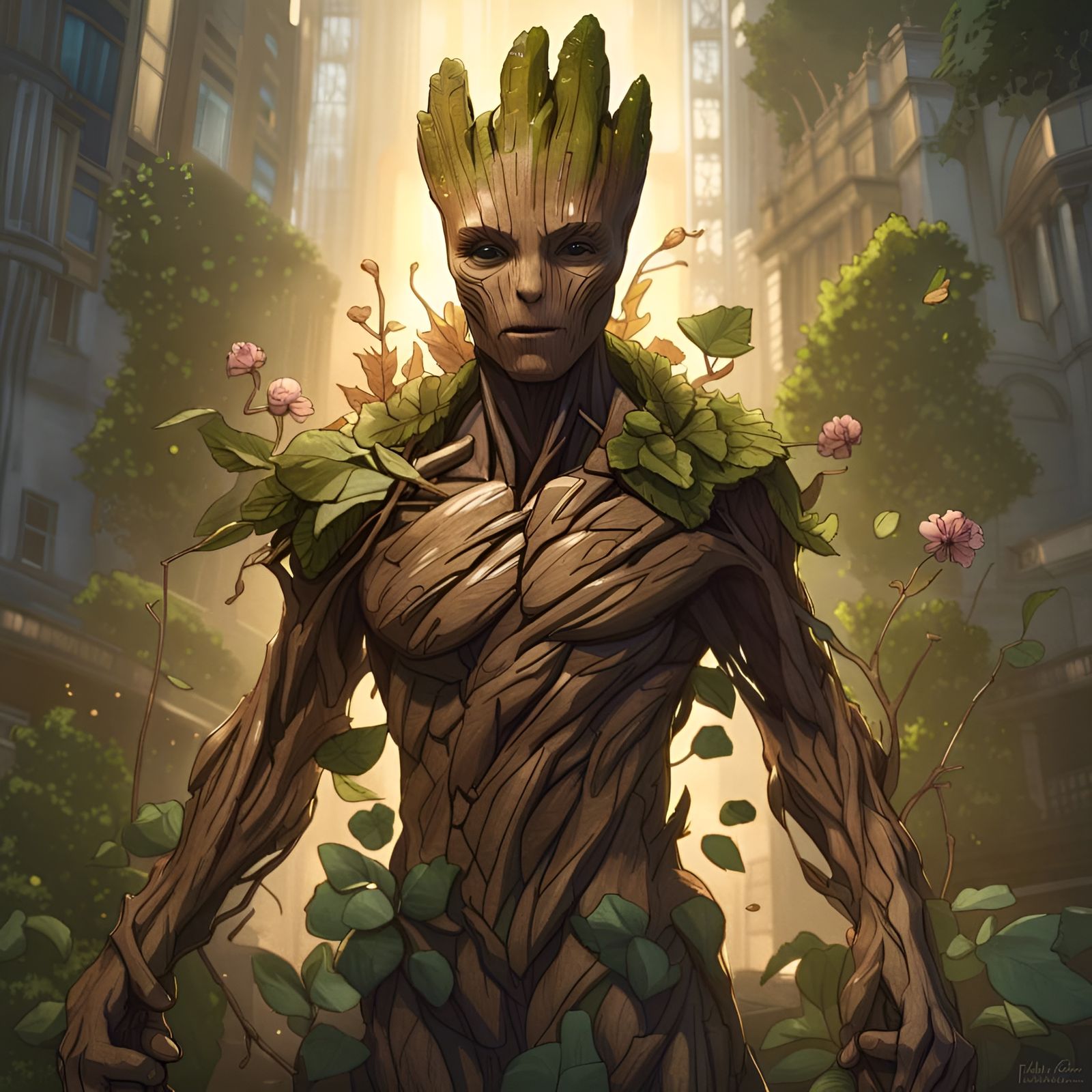 Detailed Groot Portrait in Dynamic Lighting