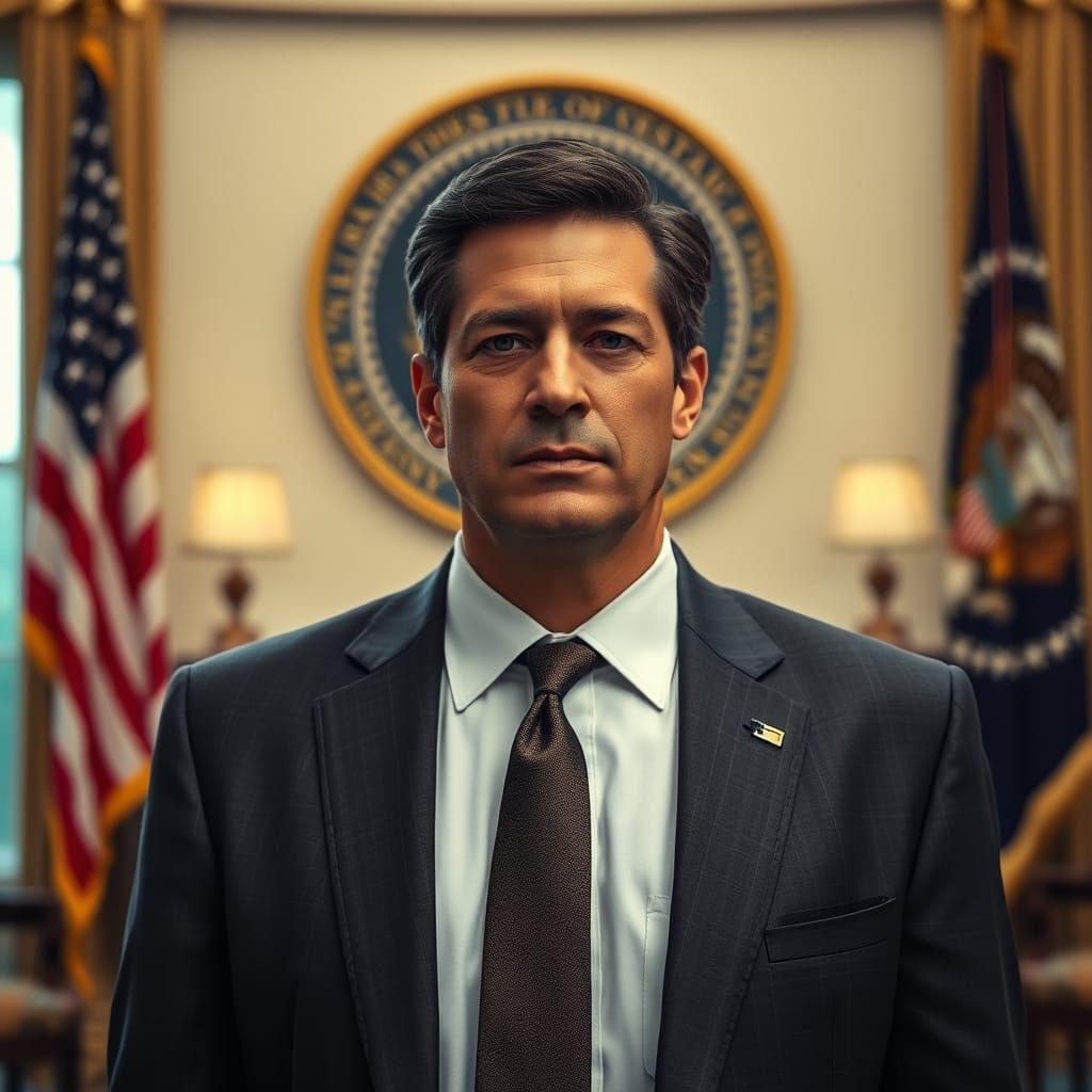Photorealistic Portrait of a President in Oval Office