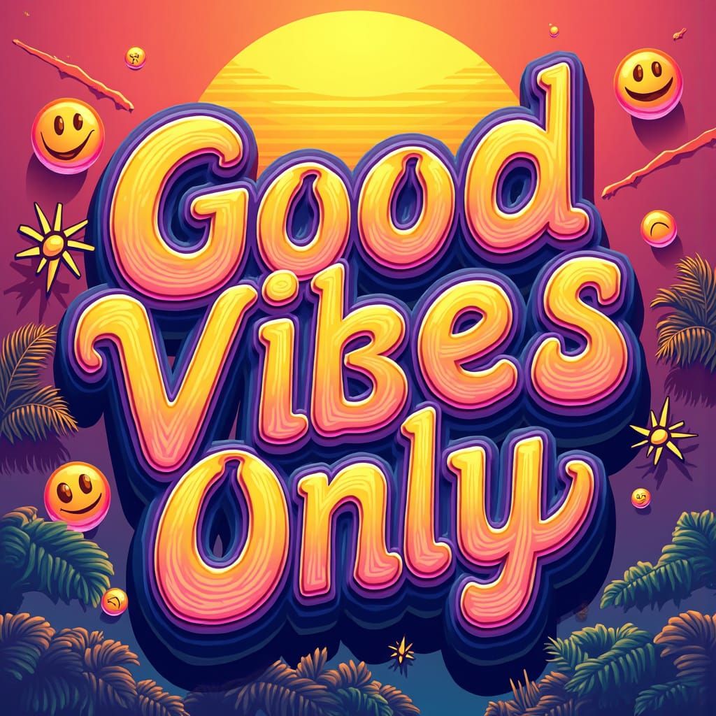 Psychedelic Good Vibes Retro-Futuristic Design