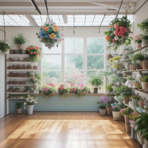 Vibrant Floral Still Life in a Flower Shop