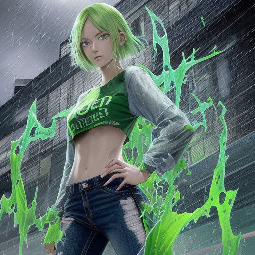 Anime-Inspired Manga Portrait in Rainy Cityscape