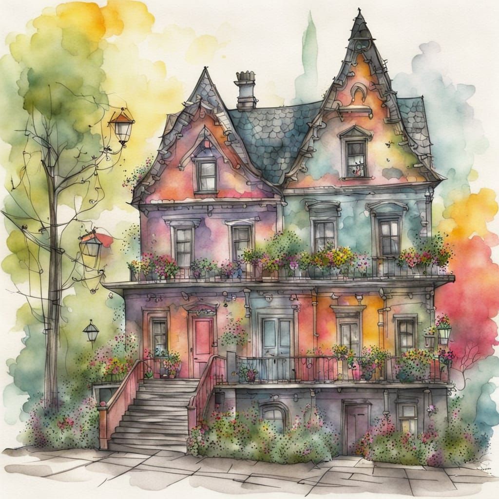 Vibrant City Attic in Impressionist Brushstrokes