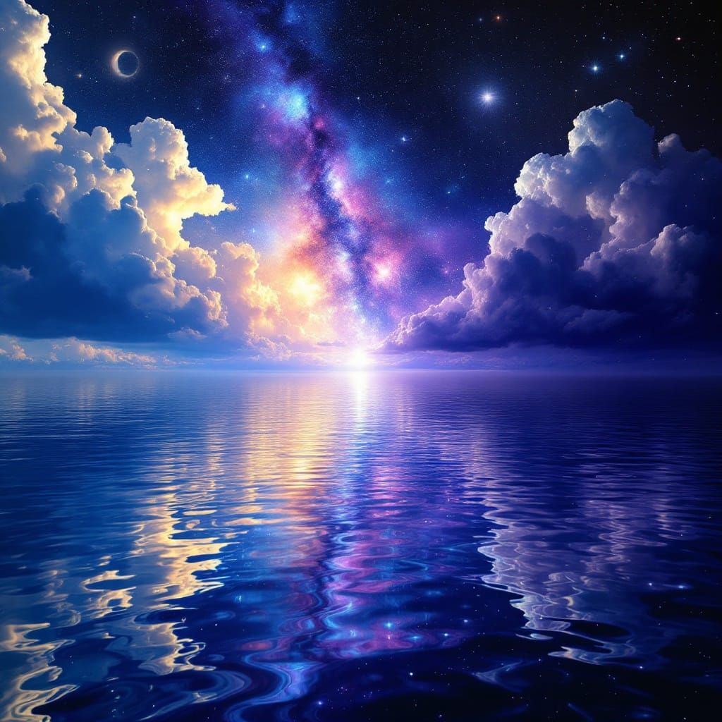 Duality of Dawn and Dusk with the Galaxy Reflected in the Oc...