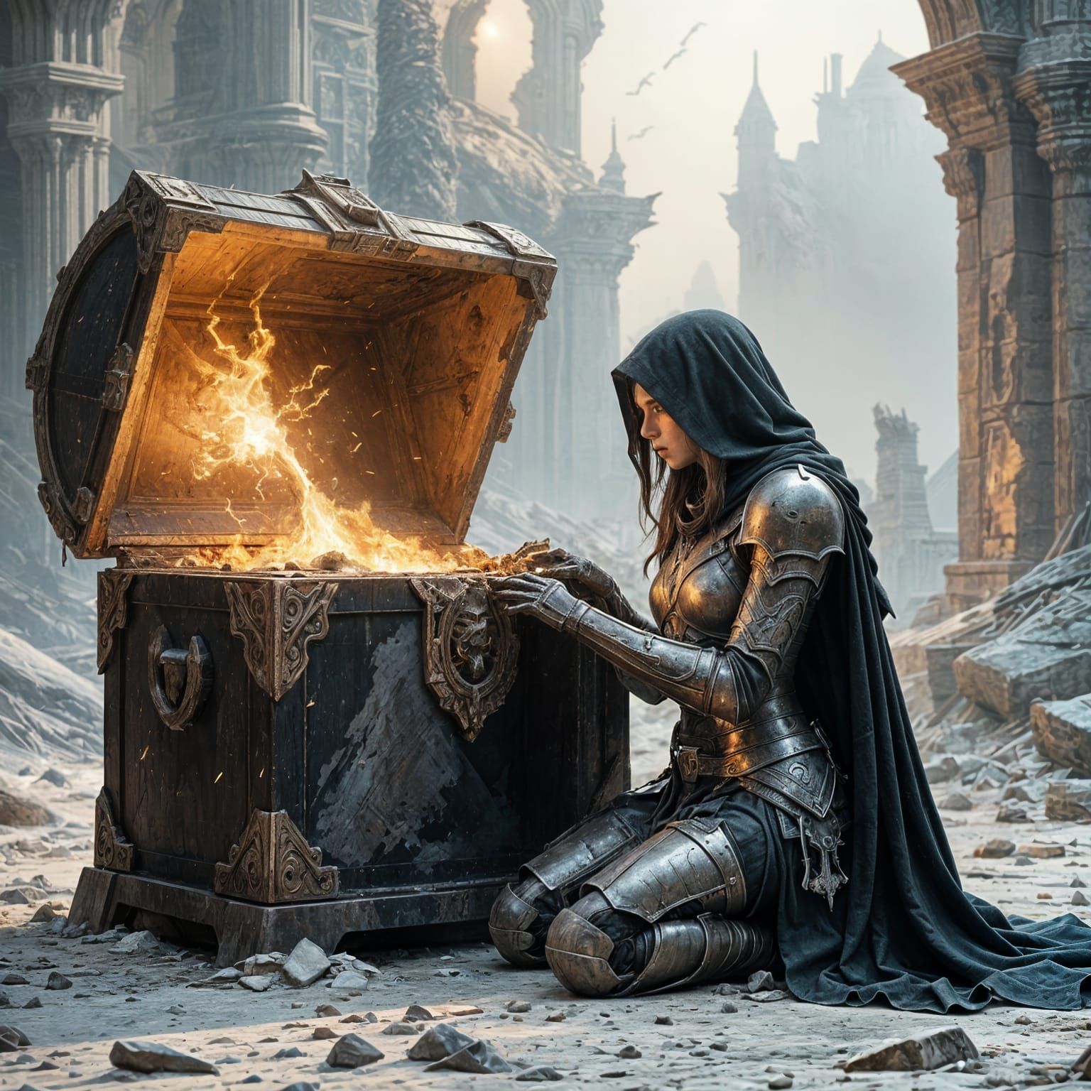 Wanderer in Fallen World: Dark Fantasy Art