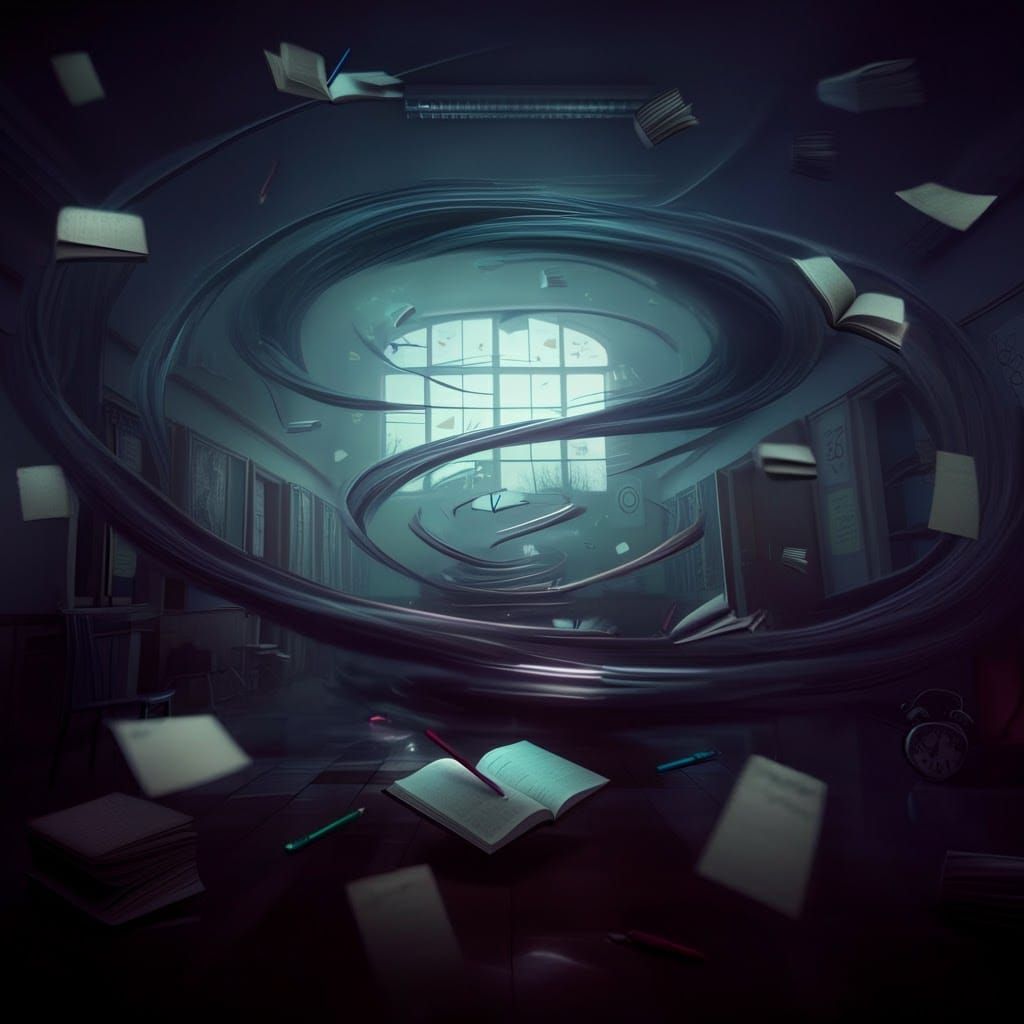 Eerie School Nightmare in Cyberpunk Dystopian Style