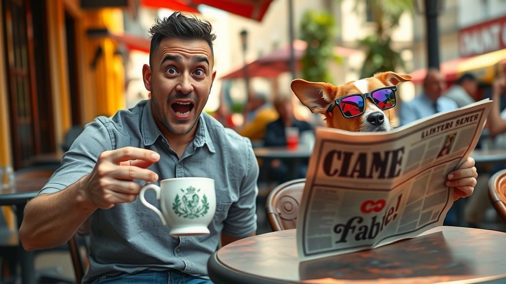 Hyperrealistic Cafe Scene with Expressive Characters