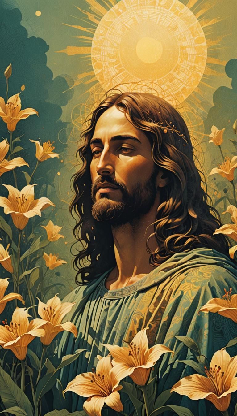 Divine Jesus Halftone Collage in Mixed Media Style