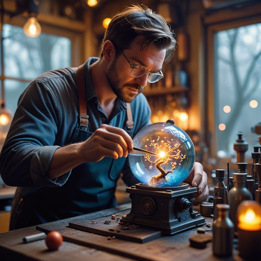 Glassblower Crafts Miniature World: Natural Lighting
