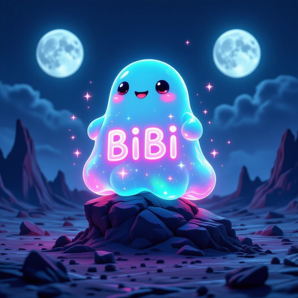 Bioluminescent Slime Creature on Alien Outcrop