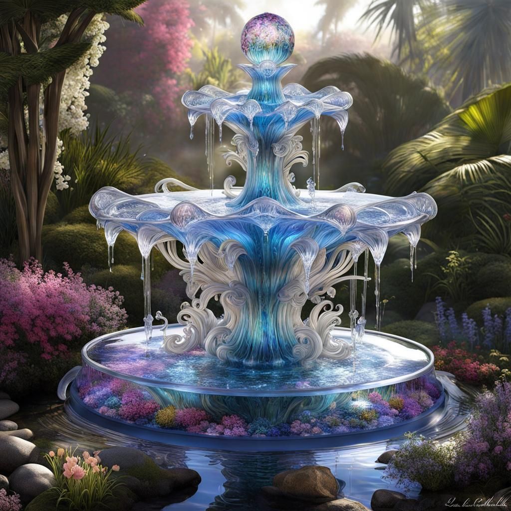 Majestic Glass Water Fountain Dreamscape