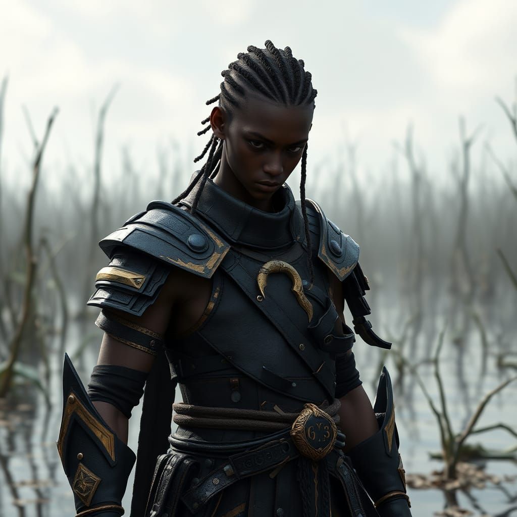 Teenage Warrior Training in Swamp, 3D Anime Art