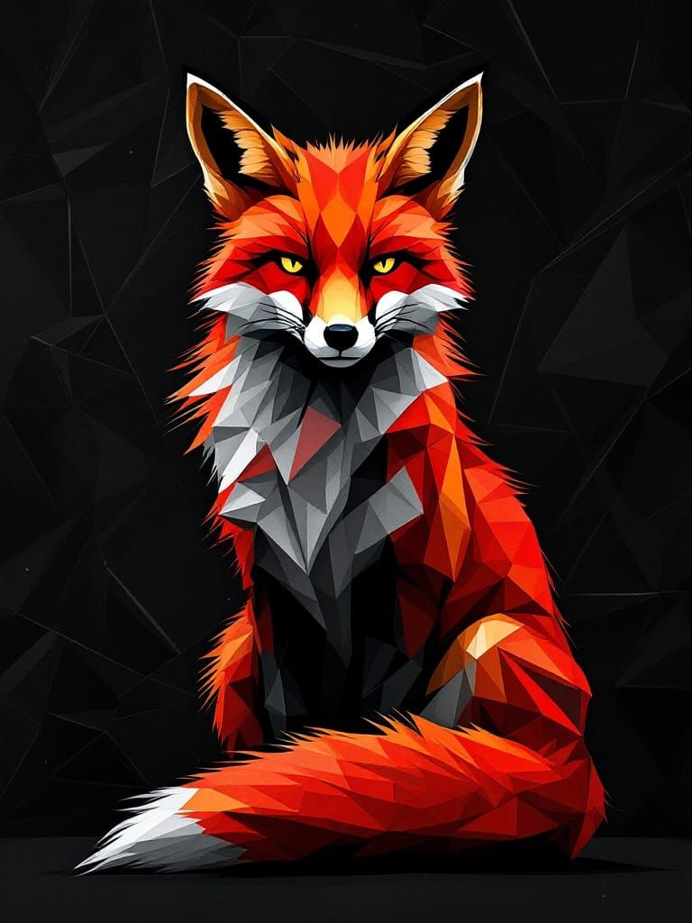 Geometric Fox in Vibrant Colors