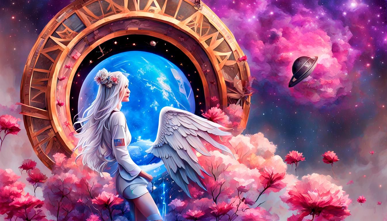 Mystical Dimension Gate with Angel in Dreamscape