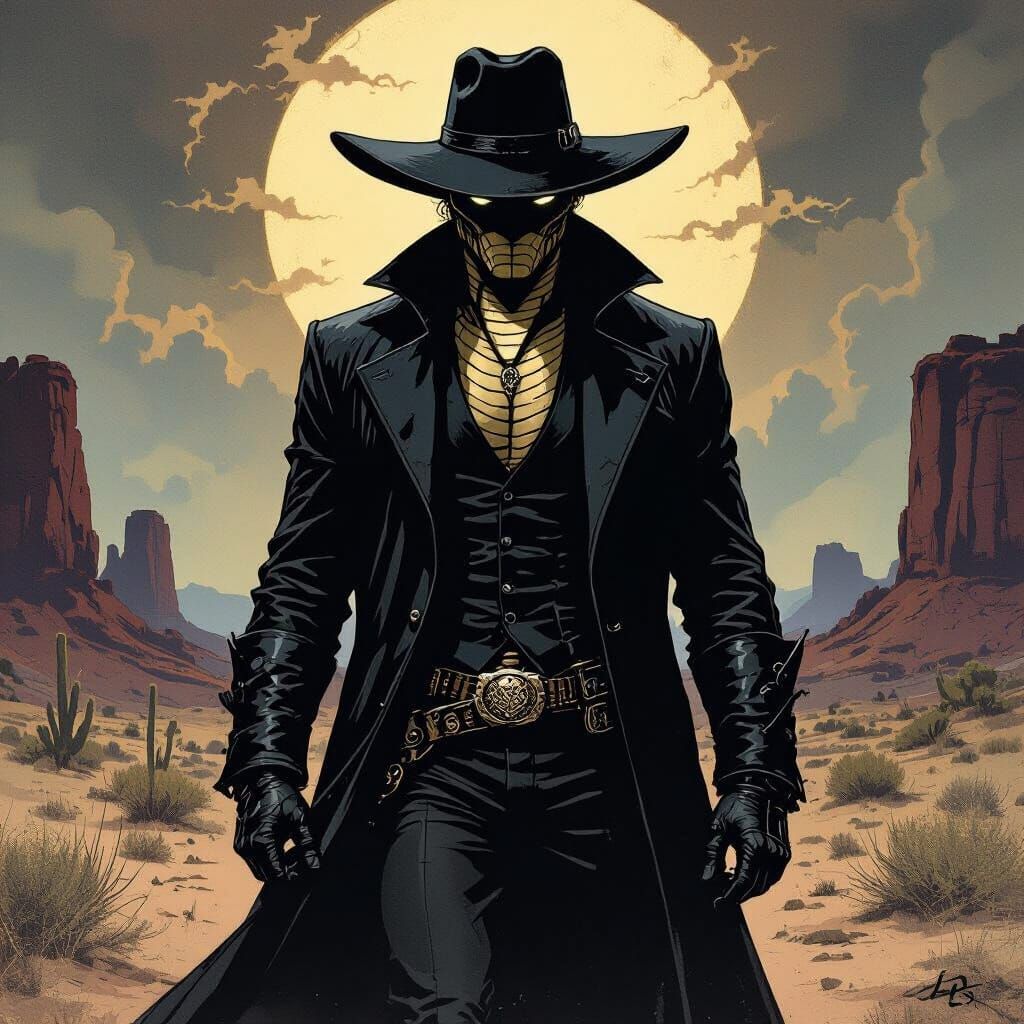 Gothic Cobra Cowboy in Dark Fantasy Style