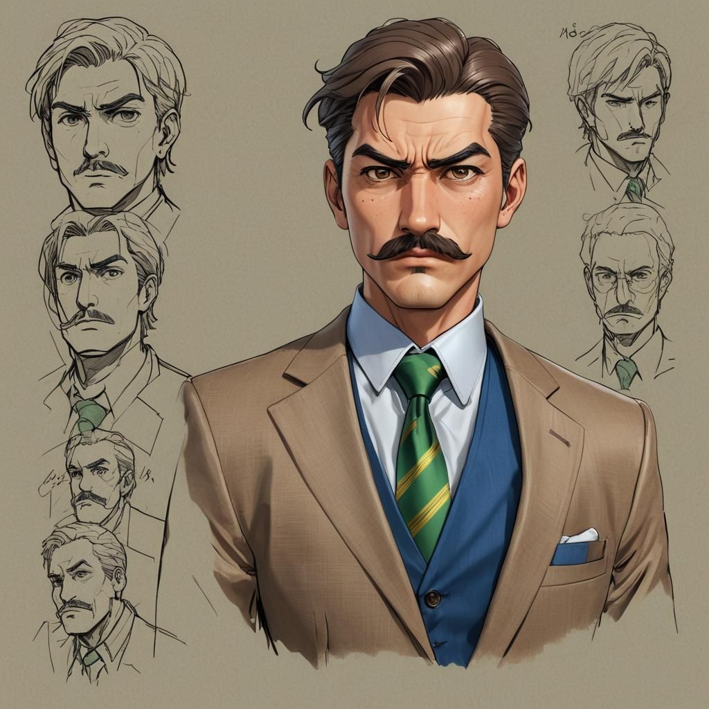 Anime Character Model Sheet: Big Man in Suit
