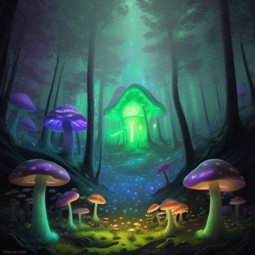 Cosmic Nightmare: Astronauts in a Surreal, Glowing Fairy Mus...