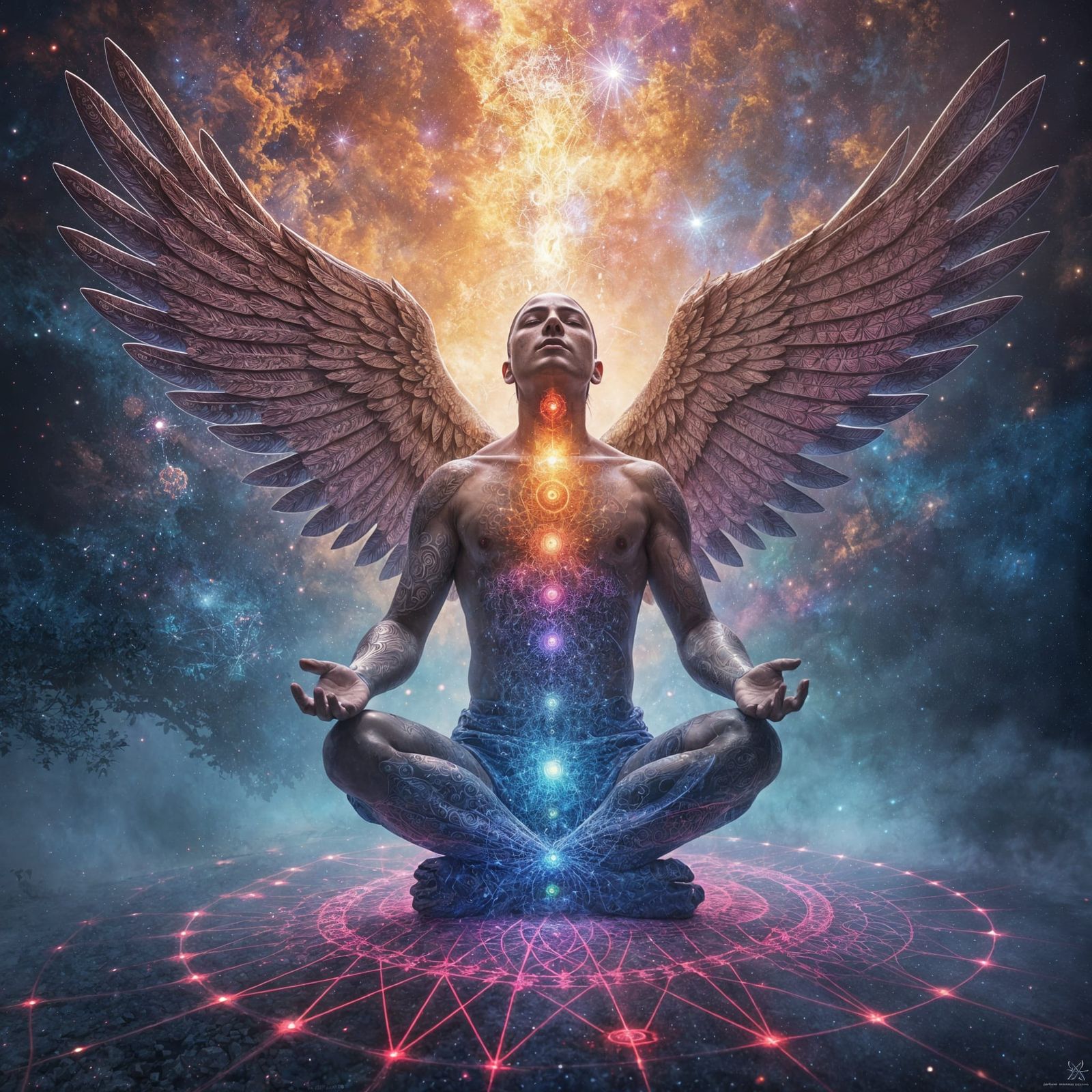 Ethereal Archangel Metatron in Cosmic Meditation