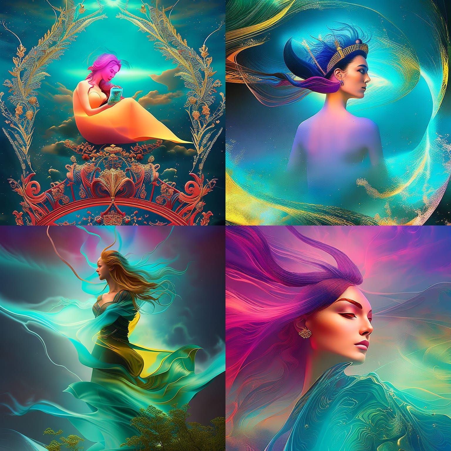 Dreamy Tiger Cub with Fractal Details in Alcohol Ink