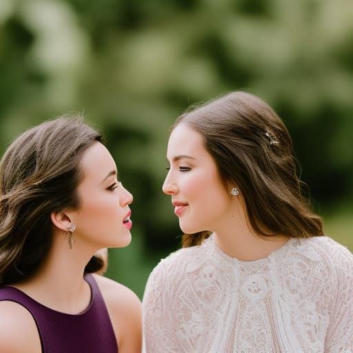 Teenage Girls Sharing a Kiss