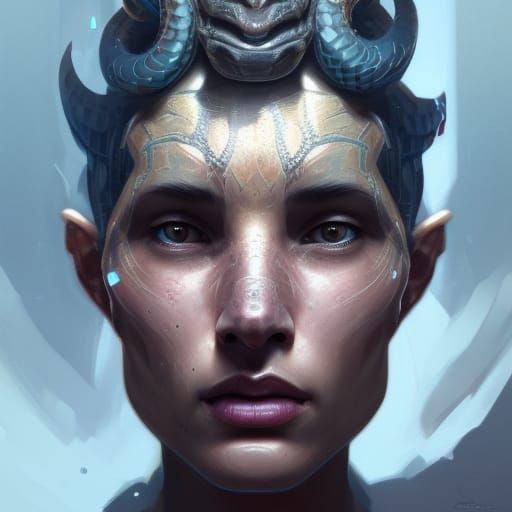 Serpent King Portrait in Art Nouveau Style