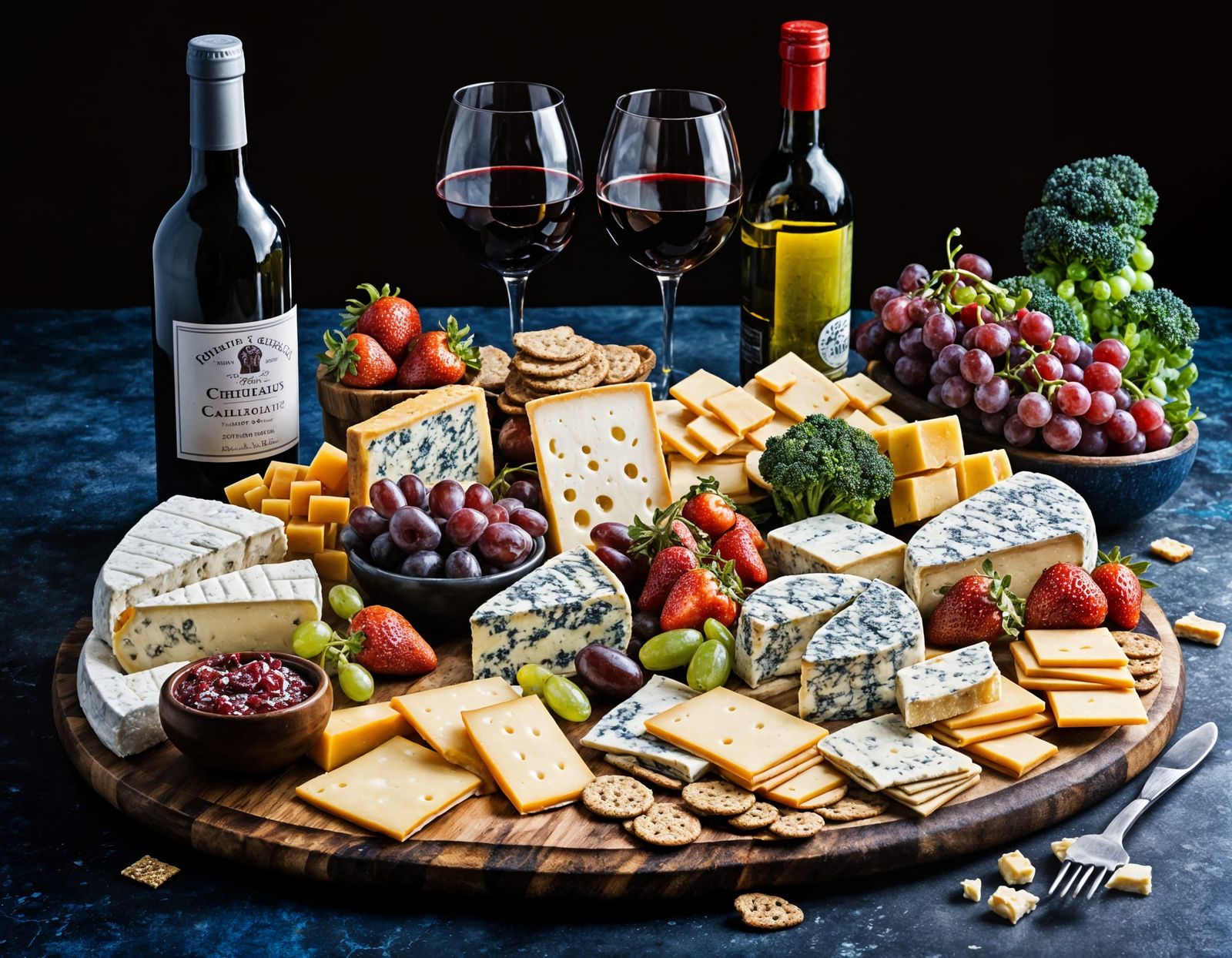 Hyperrealistic Charcuterie Food Photography with Cheeses and...