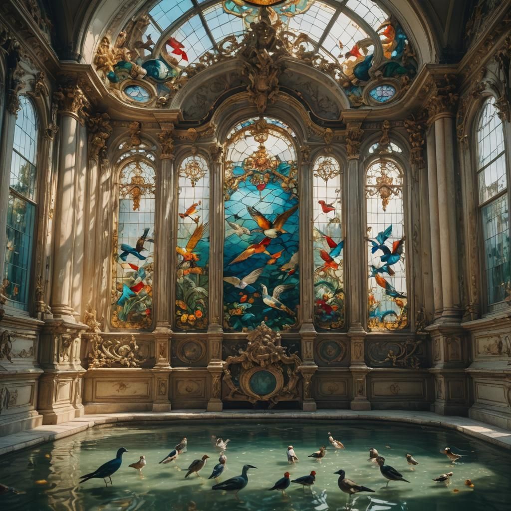 Rococo Palace with Stained Glass Window