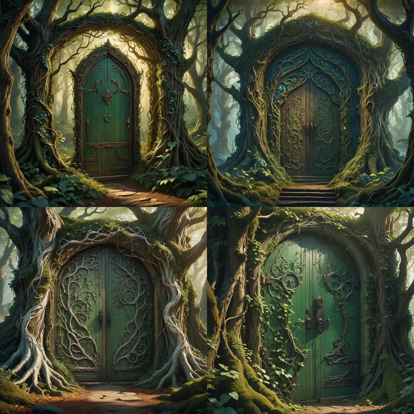 Elvish Forest with Auras: Detailed Matte Painting