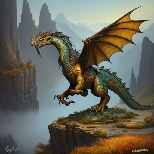 Majestic Dragon in Earthy Realism Style