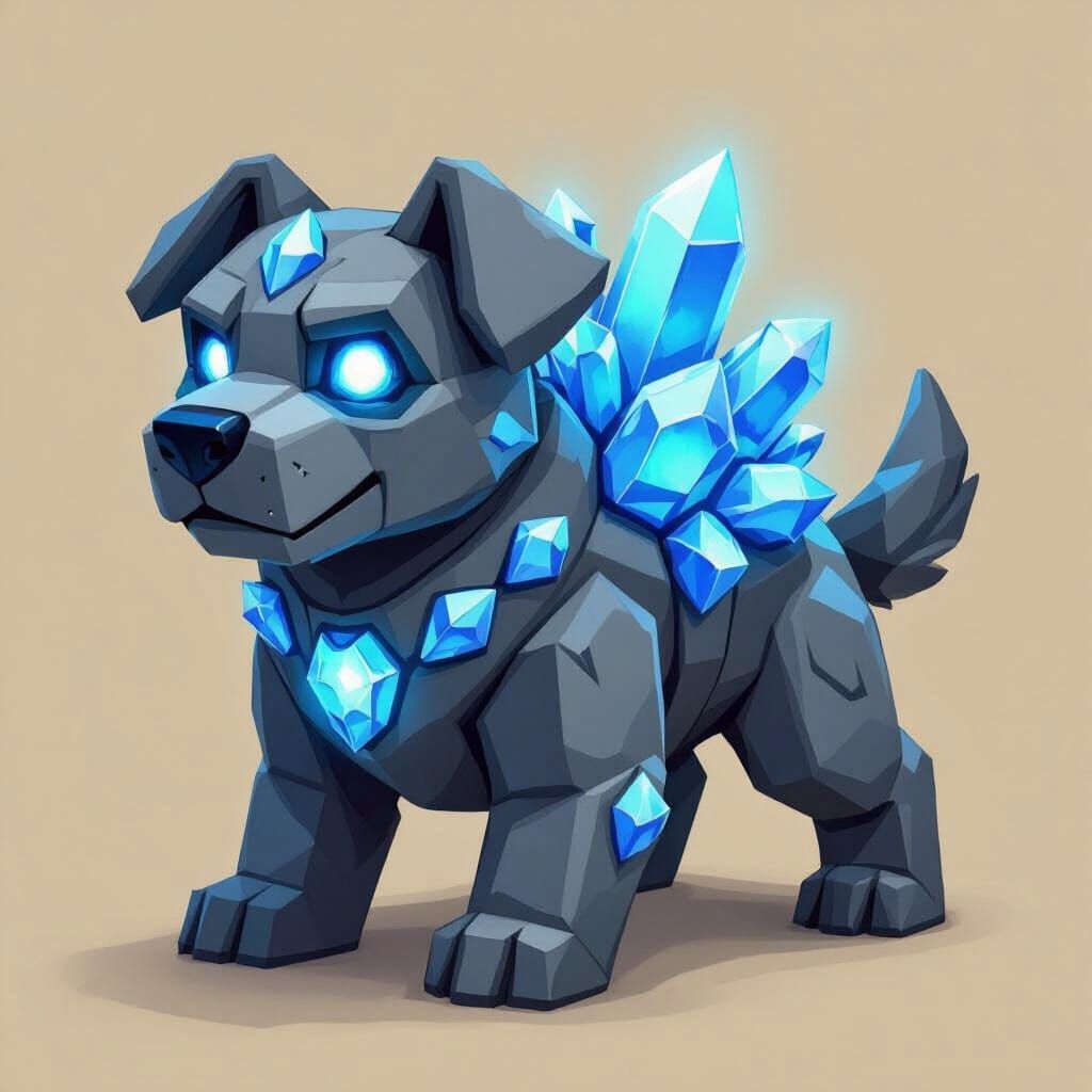 Stone and Crystal Golem Dog in Clash Royale Style