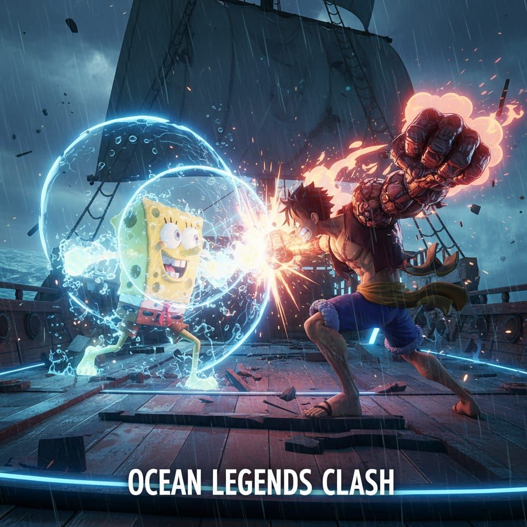SpongeBob Fights Luffy in Epic 3D Game Cinematic