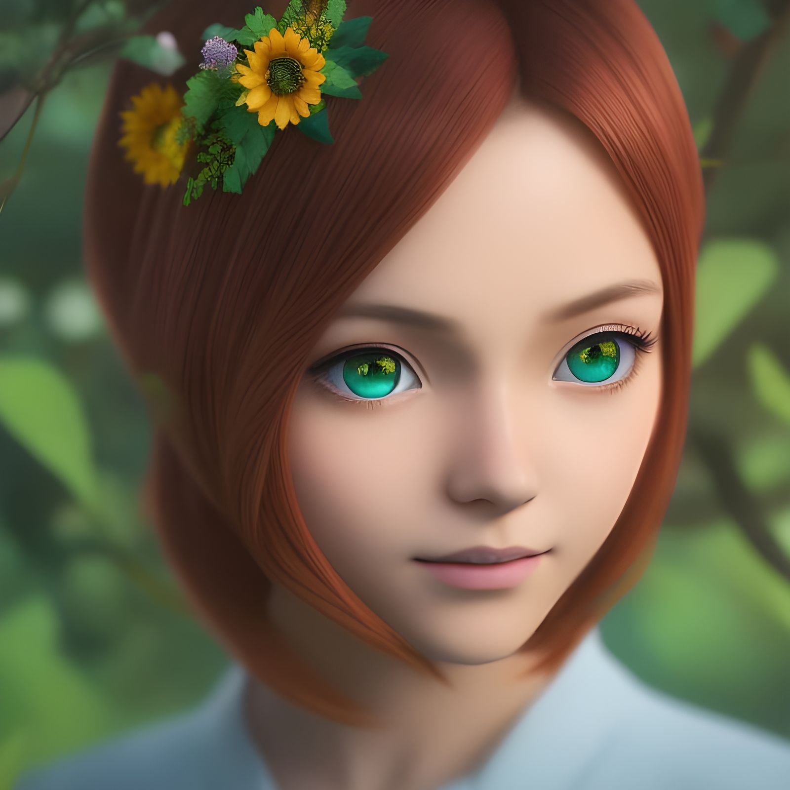 Ukrainian Girl Anime Style with Sunflower