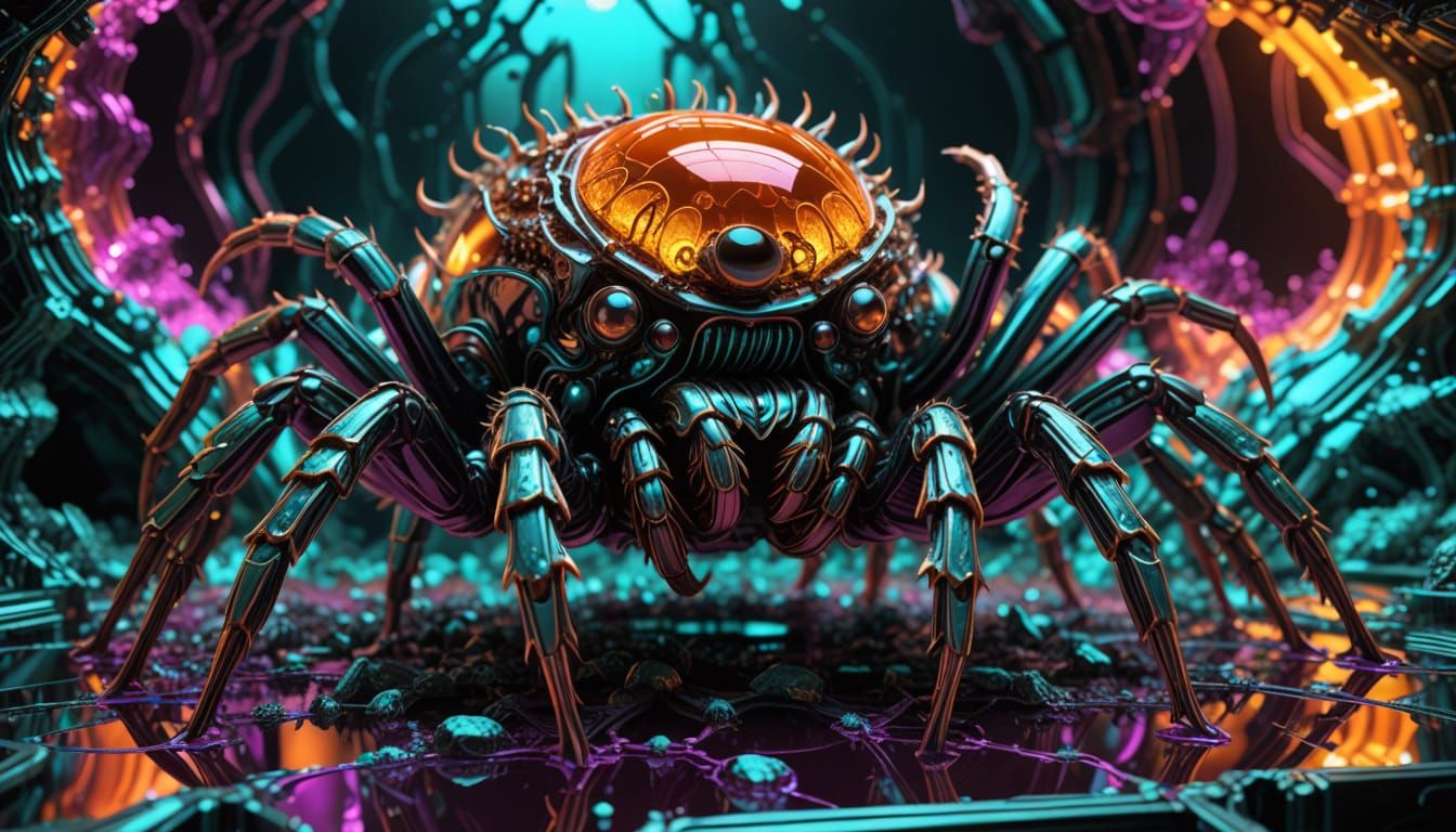 Majestic Metallic Tarantula in Fractal Realm