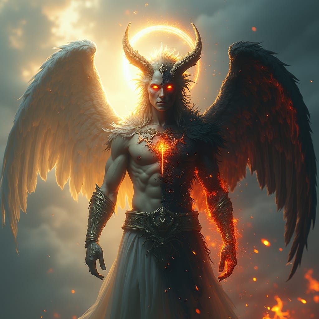 Celestial Demon Hybrid Embodies Balance of Light and Darknes...