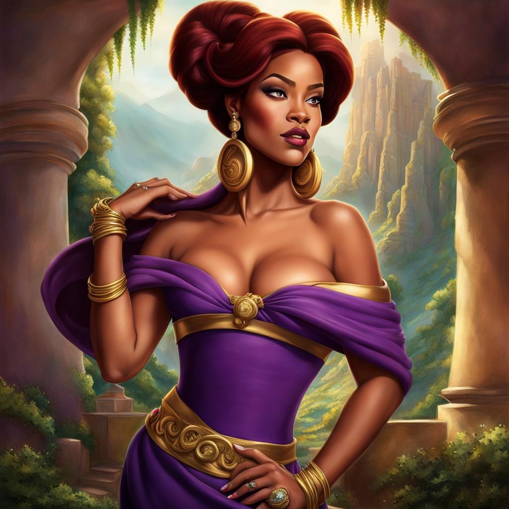 Rihanna as Hyperrealistic Disney Megara