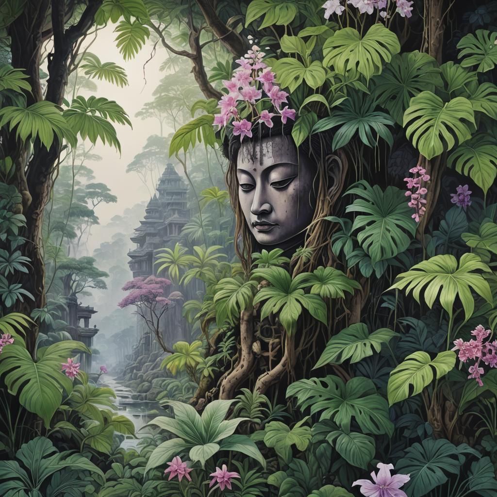 Enchanted Jungle: A Shin Hanga Digital Illustration