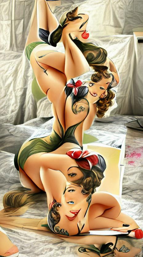 Classic Pin-Up Girl Seductive Art