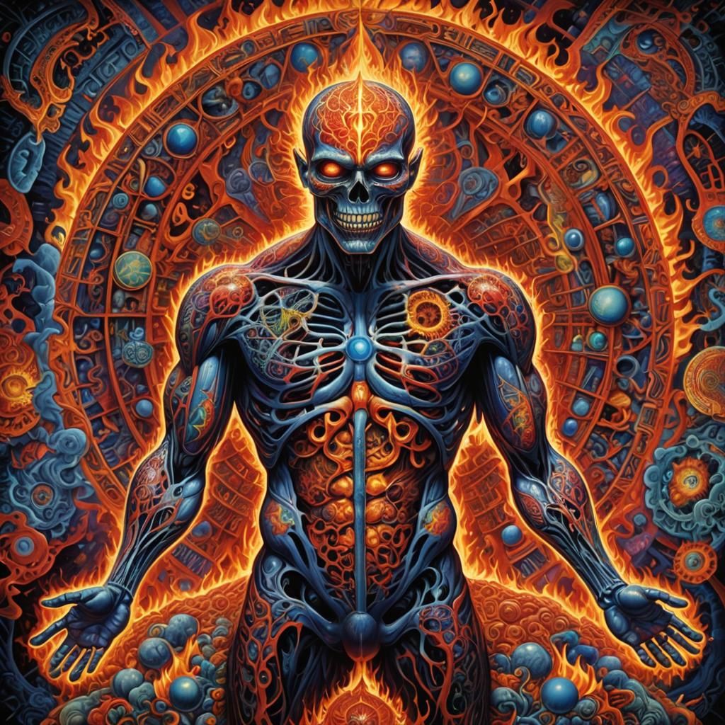 Psychedelic Visionary Art with Anatomical and Spiritual Them...