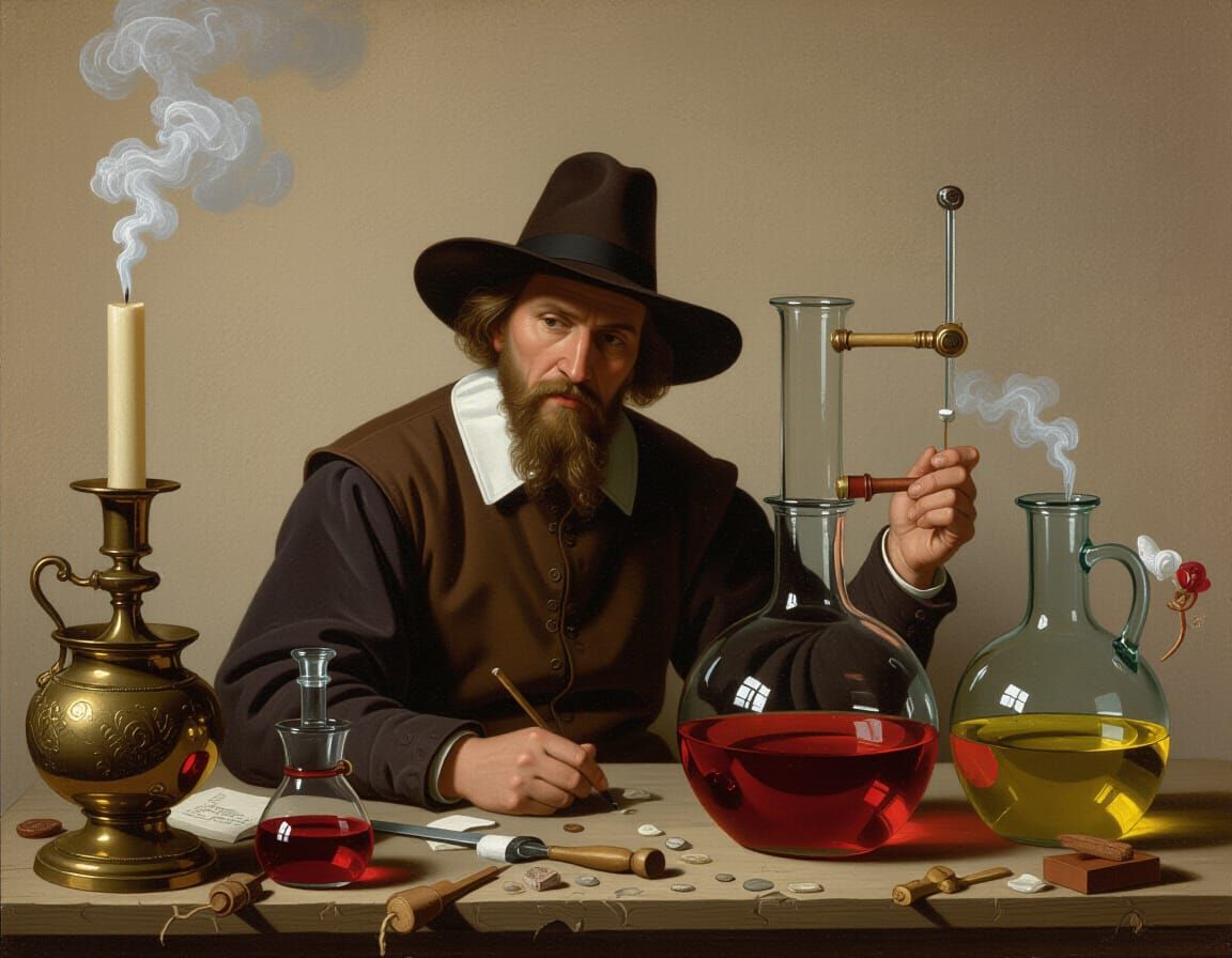 17th Century Alchemist's Lab in Expressionist Style