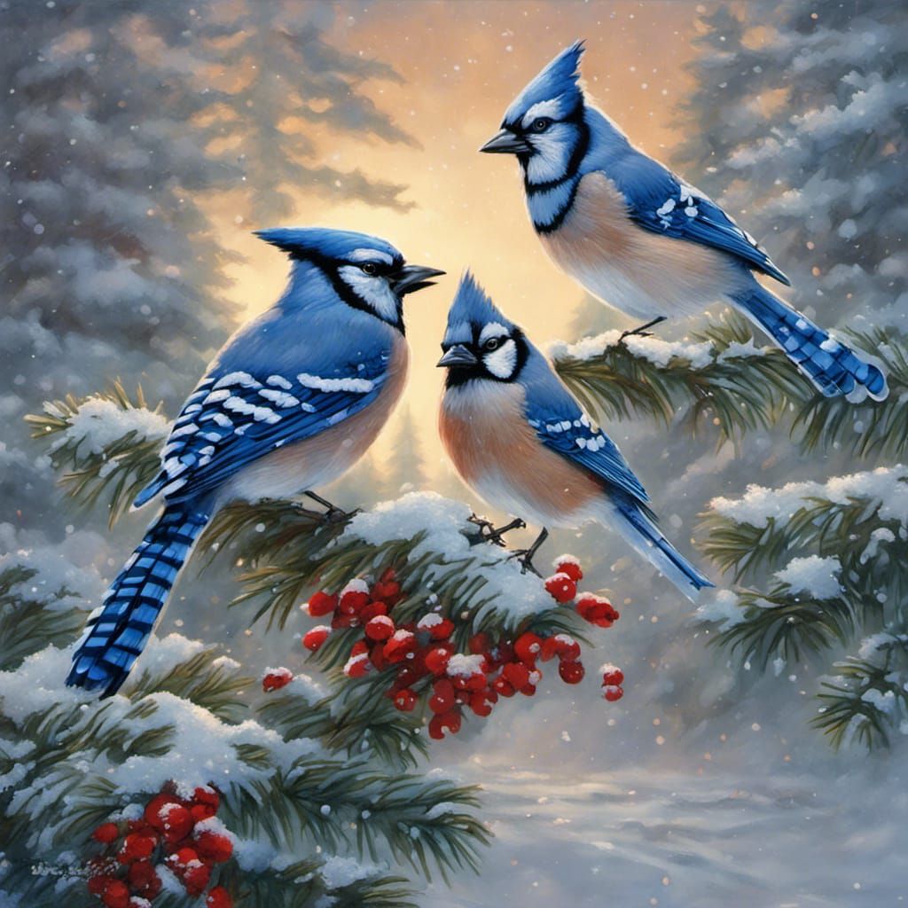 Bluejays in Winter.