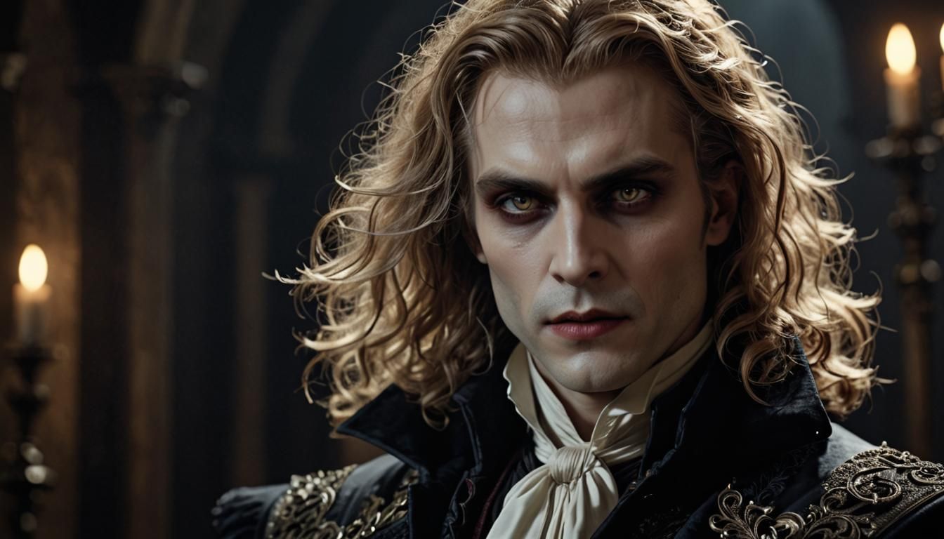 Detailed 3D Portrait of a Vampire with Grey Eyes