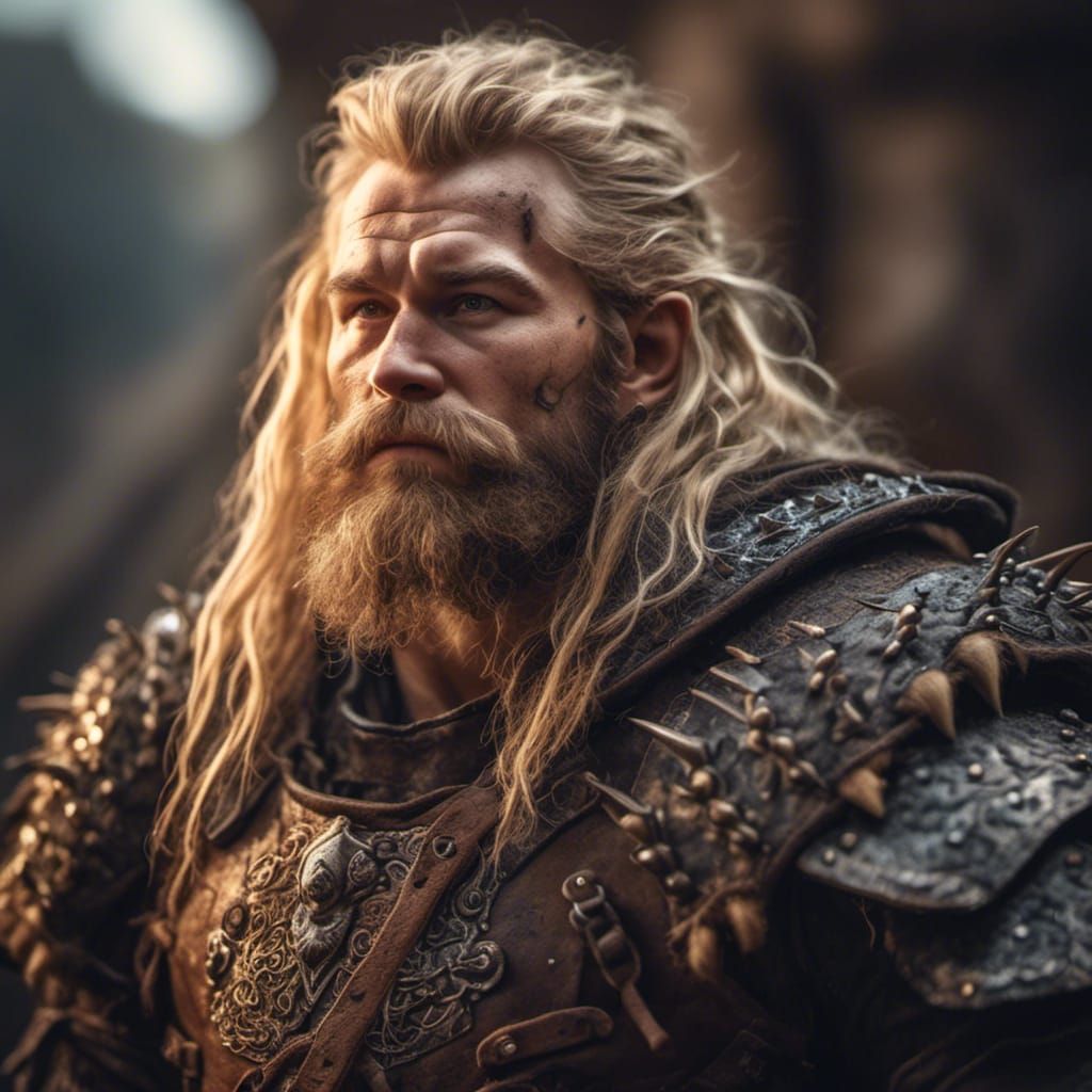 Dwarf Warrior in Leather Armor, Soft Focus Portrait